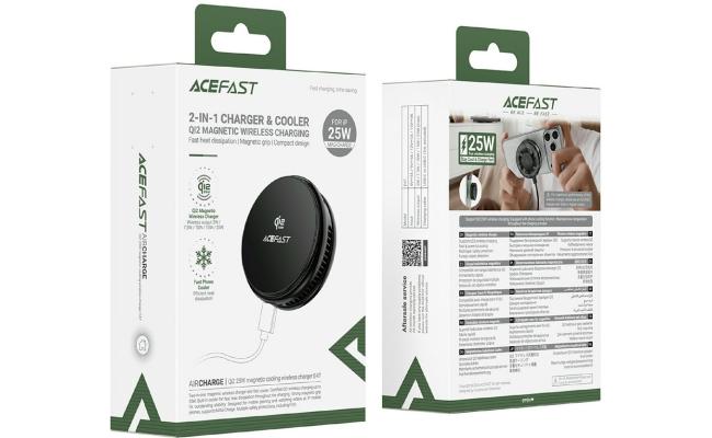 ACEFAST E47 QI2 25W Magnetic Cooling Wireless Charger Fast Phone Cooler for Gaming - Black